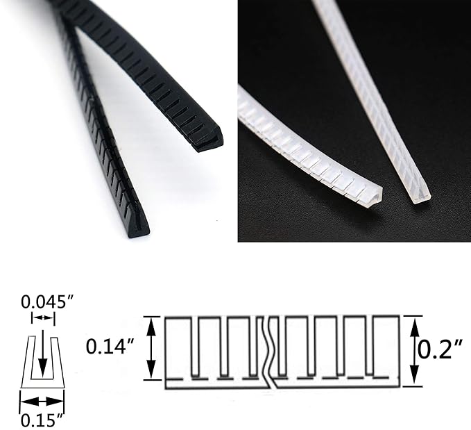 Flexible Sharp and Rough Edge Trim Protector, Push-in Edge Shield for Steel Panels, Wood Panels, Glass and Plastic Panels, Fits 0.03"-0.045" Thickness Edge, Black, White, 32'