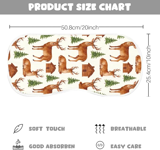 6-Pack Muslin Crinkle Burp Cloths for Newborn, 100% Cotton Absorbent Burping Rags, Gentle Large Textured Washcloths with Forest Adventure & Stag Prints, Little One Essentials Gift Set