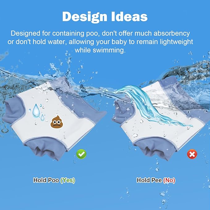 MOEMOE Baby Reusable Swim Diapers 3Pcs Comfortable Waterproof Baby Swim Diapers for Boys Swim Lesson 3T