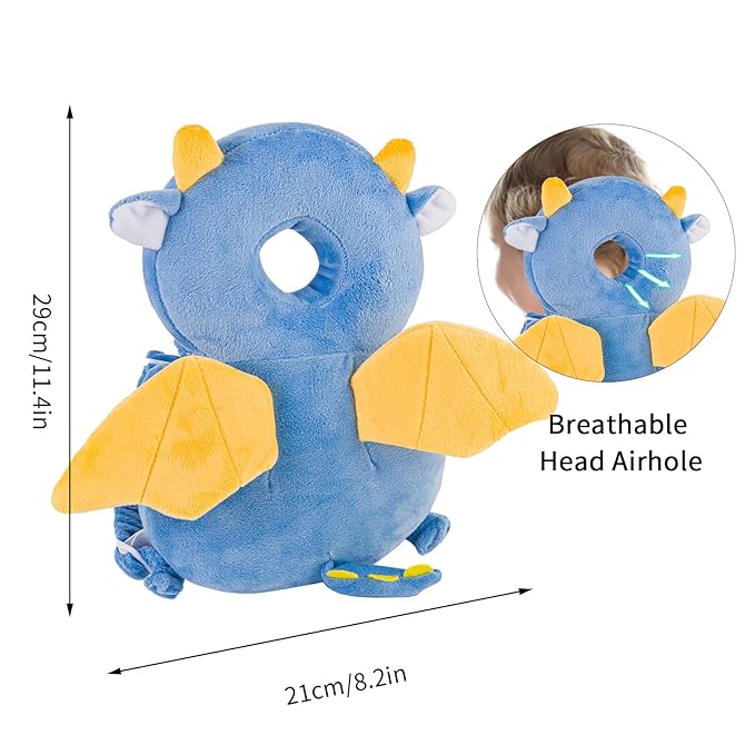 Baby Head Protector Backpack, Toddler Toddler Head Protector, Toddler Head Protector Padded Backpack Elasticated Carrier Wear (Dragon)