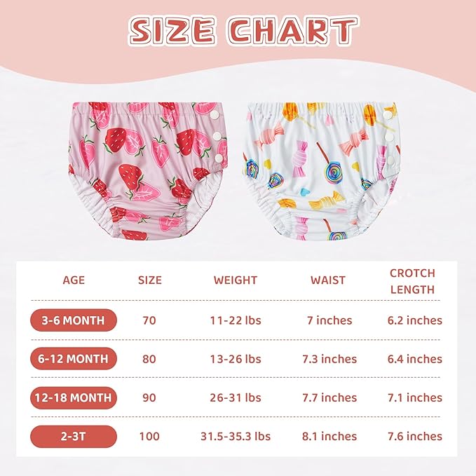 Durio 2PCS Reusable Swim Diapers - Toddler Baby Swim Diaper Soft and Waterproof for Swimming Lessons Boys and Girls