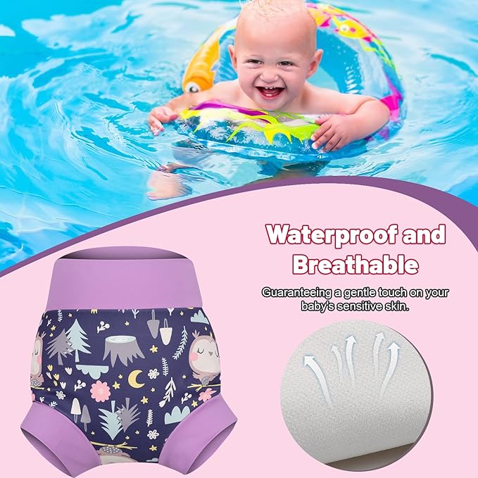 MOEMOE Baby Reusable Swim Diapers 3Pcs Comfortable Waterproof Baby Swim Diapers for Girls Swim Lesson 3T