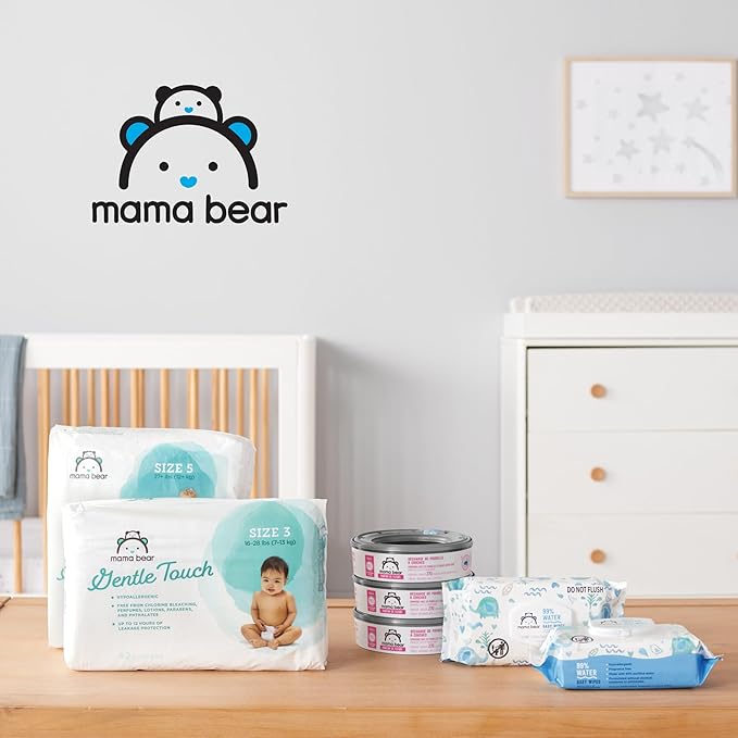 Amazon Brand - Mama Bear Blossoms Scented Diaper Pail Refills for Diaper Genie Pails with Odor Elimination, 2160 Count (8 Packs of 270 Count)