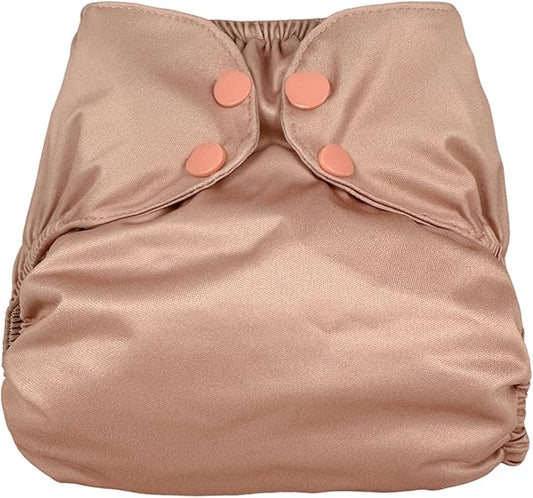 BISENKID Waterproof Cloth Diaper Cover Reusable Swim Diaper - Adjustable Outer Shell Over an Absorbent Inner Layer to Prevent Urine Blowouts - Outer Rose Tan, Size 1 (7-17lbs)