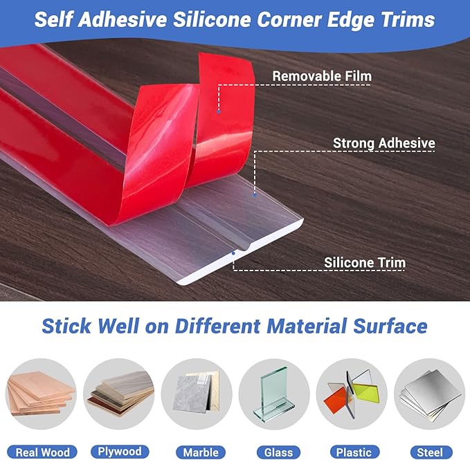 Wall Corner Protector, Peel and Stick Wall Corner Trim, Flexible Rubber Molding Wall Corner Guard, L Shaped Self Adhesive Edge Protector Moulding Trim for Wall Edge Ceiling, Clear, 3/4in,10Ft