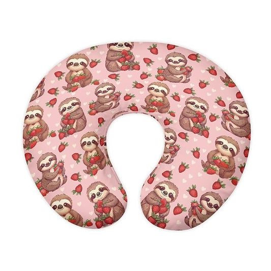 Jeiento Pink Love Heart Sloth Nursing Pillow Covers for Nursing Pillowcase Comfortable Feeding Pillow Covers Soft Quick-Dry Fabric Cover for Breastfeeding Moms