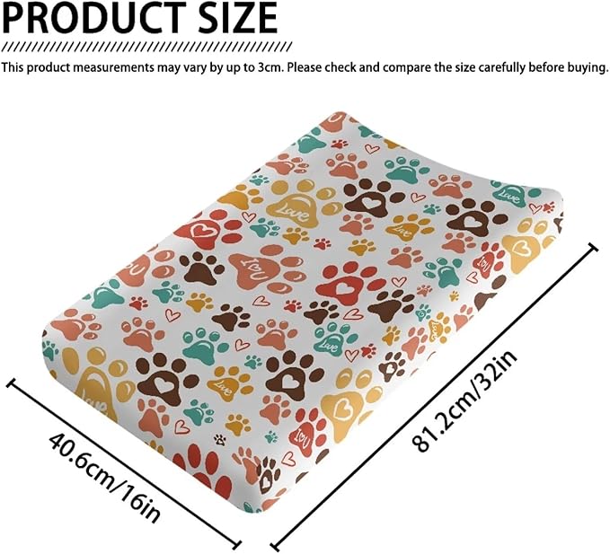 Colorful Dog Paw Changing Pad Cover Neutral Crib Cover Baby Changing Table Diaper Change Table Pads White FBreathable Changing Mat Sheet