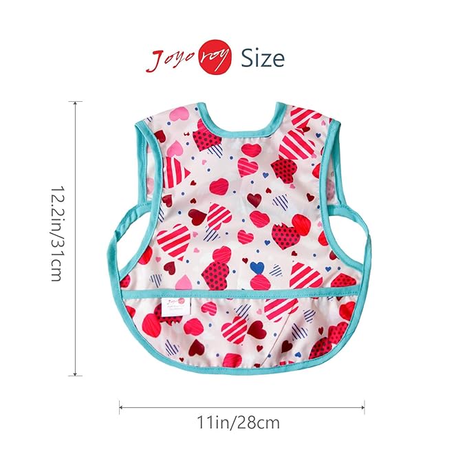 Joyo roy Mess Proof Baby Bibs for Baby Girl Waterproof Bibs for Babies 6-12 Months Soft Machine Washable Sleeveless Baby Smock Bib for Eating Travel Reusable Apron for Feeding Bib with Food Catcher