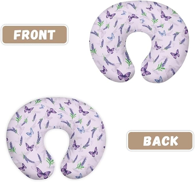 Nursing Pillow Cover, Ultra Soft Compatible with Pillow,Washable & Breathable，Fits The Original Support for Breastfeeding,Lavender Butterfly
