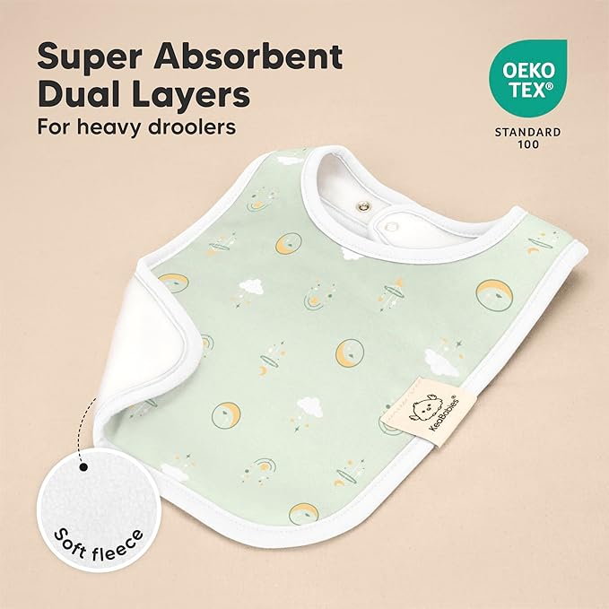 KeaBabies 8-Pack Organic Baby Bibs for Boys, Girls - Super Absorbent Cotton Drool Bibs for Baby Girl & Boy, Teething Toddler, Drooling Newborn, Ultra Soft & Machine Washable (Dreamers)