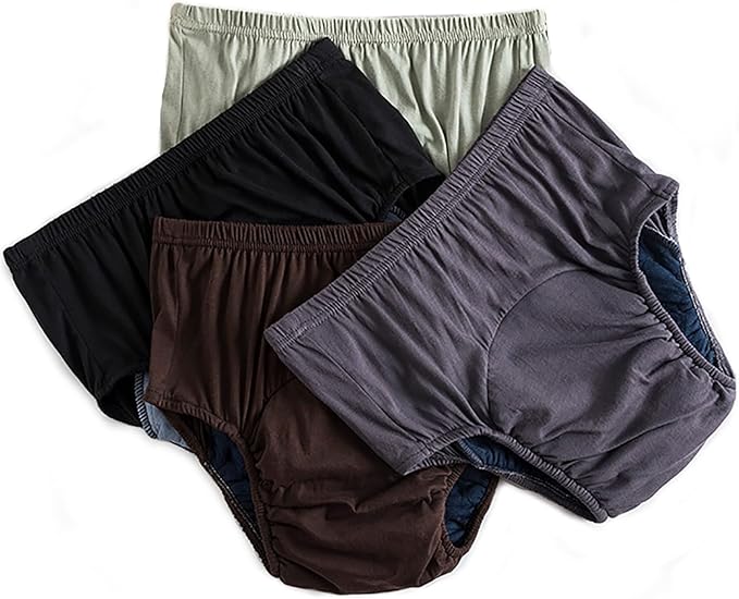 Adult Cloth Diaper, Soft Cloth Diapers Nappy Care Incontinence Care Panties, Reusable Cloth Diaper Cover Washable Underwear, Adult Reusable Pure Cotton Diapers,4 Pieces,3XL