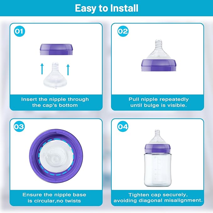 Silicone Nipples for Lansinoh Bottles, Anti-Colic Replacement Nipple for Baby 1m+, BPA Free, Slow Flow, Size S, 6 Count