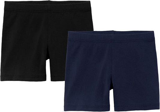 City Threads 2-Pack Baby Shorts for Boy or Girl Simple Soft Diaper Covers Shorts Soft Cotton Play Summer Spring SPD Sensory Friendly Sensitive, Black/Navy, 0/3M