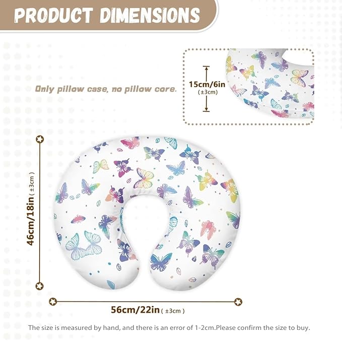 Multi Colorful Butterfly Baby Nursing Pillow Cover Ultra Soft Comfortable Newborn Nursing Pillow Case Stain Resistant and Scratch Resistant