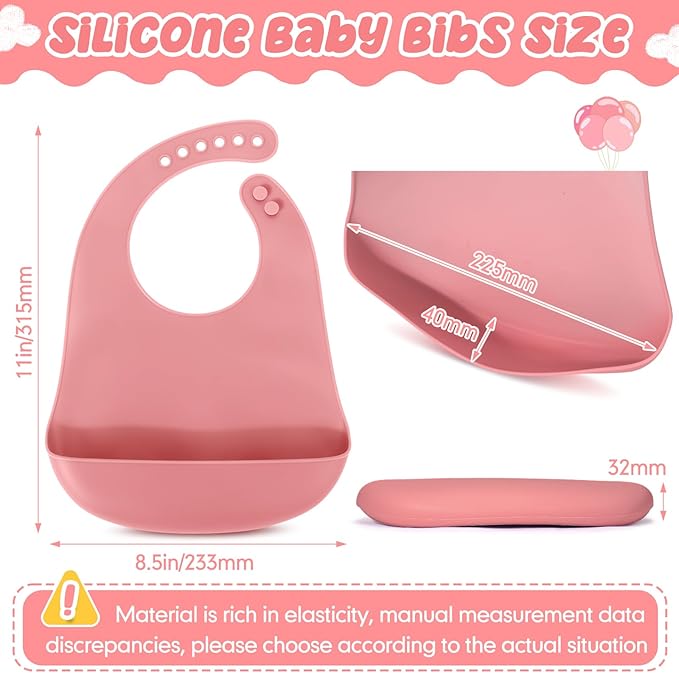 Mepase Silicone Bibs for Babies Waterproof Silicone Bibs Soft Adjustable Baby Feeding Unisex Kid Eating Supplies