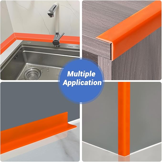 Wall Corner Protector, Peel and Stick Wall Corner Trim, Flexible Rubber Molding Wall Corner Guard, L Shaped Self Adhesive Edge Protector Moulding Trim for Wall Edge Ceiling, Orange, 3/4in,10Ft