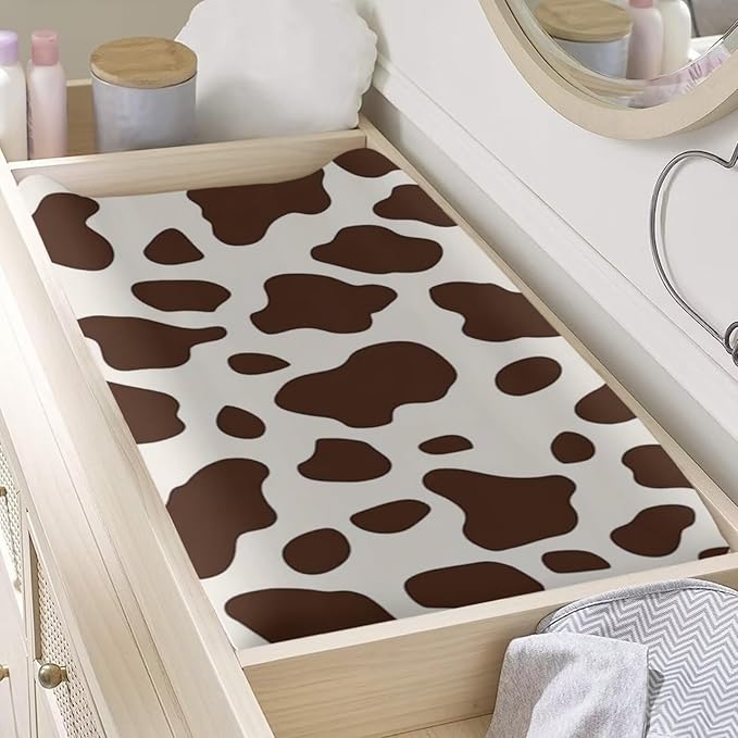 Cow Print Diaper Changing Pad Cover for Baby Soft Changing Mat Cover Infant Newborn Changing Table Sheet Fitted 32”x16” Changing Pad Covers