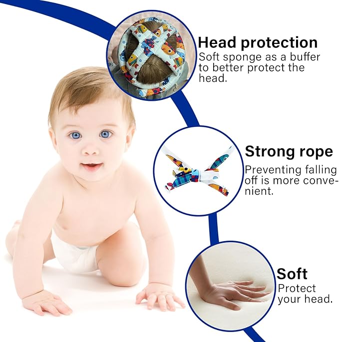 Baby Safety Helmet Baby Head Protector No Bumps for Running Walking Crawling, Safety Head Adjustable Protective Cap Headguard Hat
