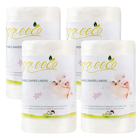 wegreeco Cloth Diaper Liners - Unscented Diaper Liners, Fragance Free Cloth Diapers Liner - 100 Sheets Per Roll (4 Roll)