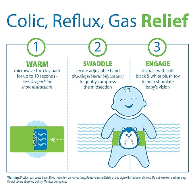 Dr. Brown’s Natural Flow® Anti-Colic Options+™ Wide-Neck Baby Bottle, Jungle Design, 5 oz/150 mL, Level 1 Nipple, 2-Pack, 0m+ with Infant Gripebelt Heated Tummy Wrap for Gas Relief, Panda, 0-3m