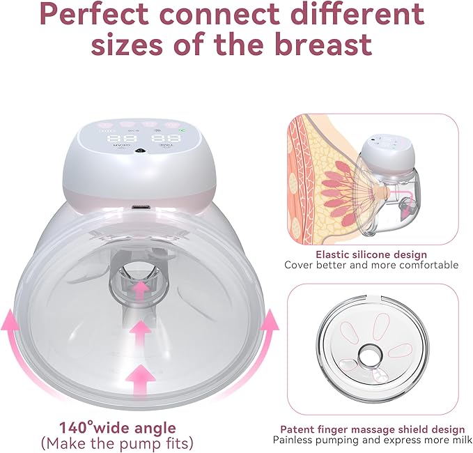 Portable Breast Pump for Busy Moms | Hands Free Electric Breast Pump, Ultra Quiet and Comfortable | Maximize Milk Output Anytime