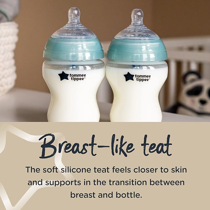 Tommee Tippee Advanced Anti-Colic Baby Bottle Nipples, Breast-Like, Soft Silicone, Fast Flow, 6 Months+, Pack of 6