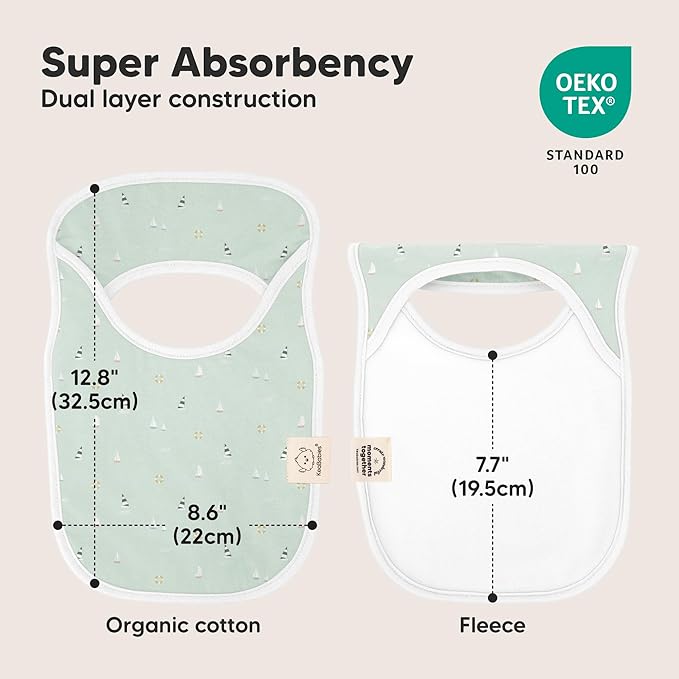 KeaBabies 8-Pack Bibs for Baby Girl, Boy - Pullover Large Baby Bibs for Drooling and Teething Infant, Newborn, Soft & Absorbent Organic Cotton, Long Torso Coverage Keep Toddler Clean & Dry (Vessels)