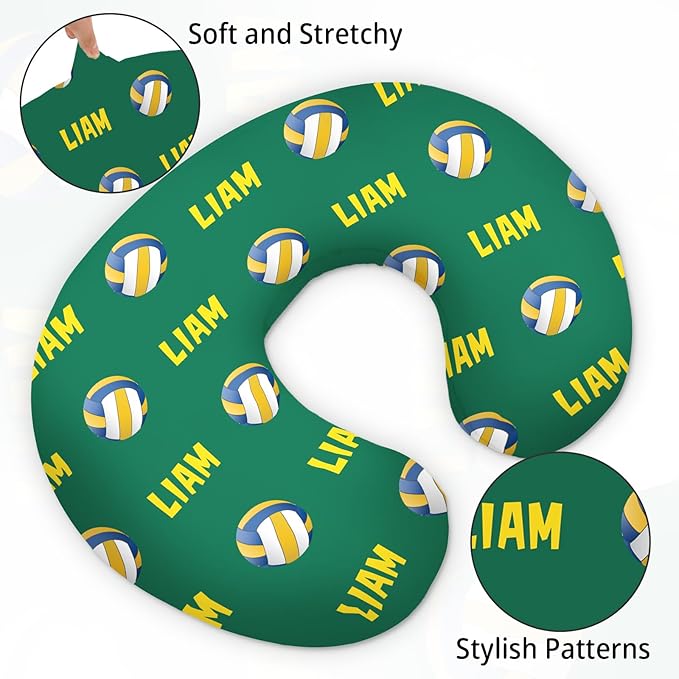 Baby Nursing Pillow Cover - Personalized Name Volleyball Theme Breastfeeding U-Shaped for Bottle Feeding, Ultra Soft Comfortable Breastfeeding Pillow Cover for Infant Baby Boys and Girls