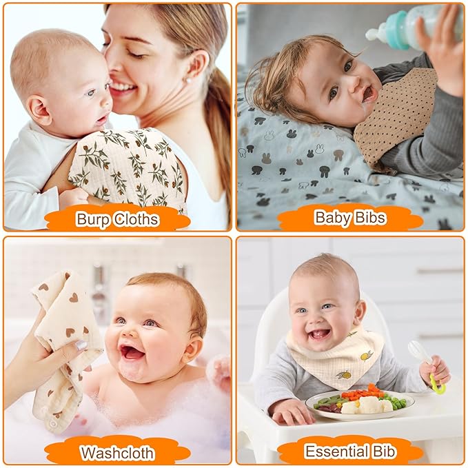Accmor 2pcs Formula Dispenser+ 10 pcs Muslin Baby Bandana Drool Bibs Set