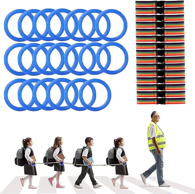 Walking Rope for Preschool - 12-Ring with Detachable Safety Line | Walking Line with Handle - Ease Teachers' Workload Efficiently| Safe Lineup & Play & Educational Aids
