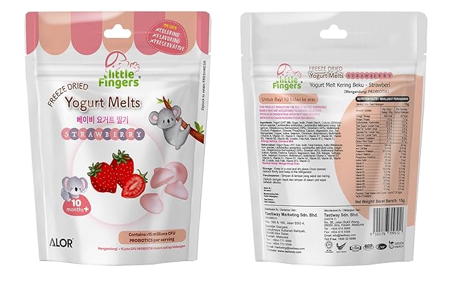 ALOR Little Fingers Baby Yogurt Melts Variety Pack – Banana, Strawberry & Milk – Freeze-Dried Snacks for Babies 10+ Months – No Preservatives – Probiotics, (15 Grams x 9 Packs - Variety Pack).