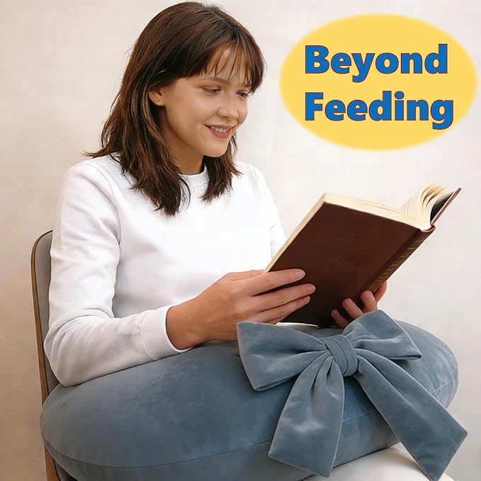 Nursing Pillow, U-Shaped Breastfeeding Support Cushion for Bottle & Breast Feeding (Blue Gray)