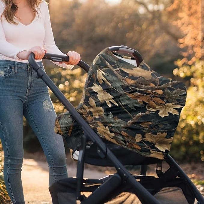 Coldinair Jungle Dead Leaf Car Seat Covers for Girls Multi-use Cover Baby Carseat Canopy Cow Print Nursing Cover for Breastfeeding