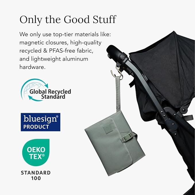 Huhu Baby Changing Wallet – Compact, Portable Diaper Changing Pad for Travel – Easy to Clean, Foldable Changing Mat – Must Have Diaper Bag Accessory for New Parents (Outdoorsy Sage)