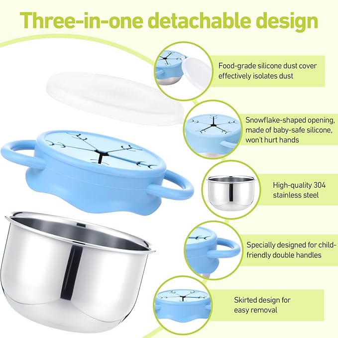 4 Pcs 13 oz Stainless Steel Snack Cups Spill Proof, 3 in 1 Baby Snack Containers Removable Silicone Food Catcher Travel Lid Food Catcher for Baby Toddler Kids, Dishwasher Safe (Macaron Color)