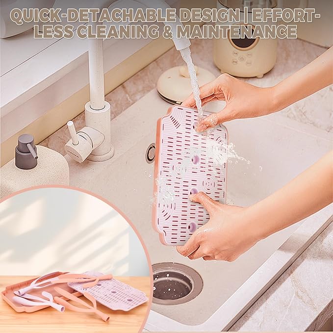 Baby Bottle Drying Rack with Tray – Space Saving Bottle Organizer & Drying Holder for Bottles, Cups, Nipples and Pump Parts – Countertop Rack for Baby Feeding Supplies (Purple/Pink)