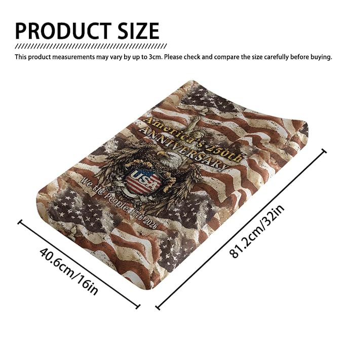 250 Anniversary USA Baby Changing Pad Cover American Flag Diaper Changing Pad Cover Eagle Diaper Changing Pad Cover 32''*16'' Changing Pads Nursery Decor
