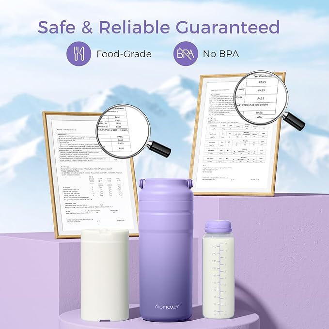 Momcozy Portable Breast Milk Cooler for Travel, 24H Ice-Free Cooling Breastmilk Storage Bottles Container, 12oz Leak Proof Outdoor Small Freezer, Baby Breastfeeding Essential for New Moms