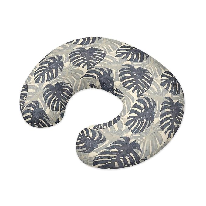 Monstera Leaf Pillowcase for Nursing, Tropical Leaves Soft Breastfeeding Nursing Pillows Cover, Hawaii Style Stretchy Feeding Pillow Case for Baby Girl and Boys