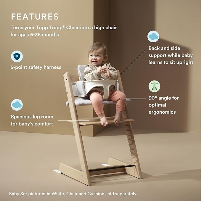 Stokke Tripp Trapp Baby Set 2, Glacier Green - Ages 6-36 Months - Convert the Tripp Trapp Chair into a Comfortable High Chair - Includes Stokke Harness 2