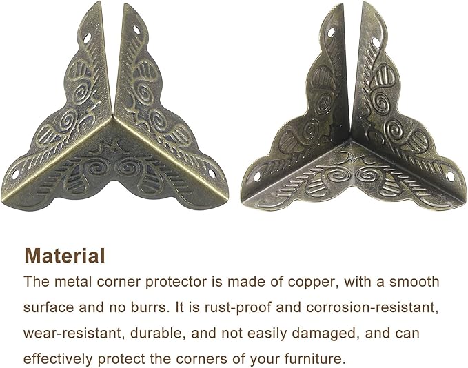 uxcell 24 Pcs Metal Box Corner Protectors 1"x1" Corner Protectors Decorative with Mounting Screws for Storage Box Cabinets Wooden Chest, Bronze