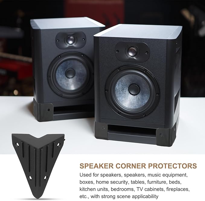 uxcell 4 Pcs 1.81" x 1.81" Speaker Corner Protectors, Plastic Right Angle Protector Thickening Speaker for Cabinet Guitar Amplifier Stage Speakers, Black
