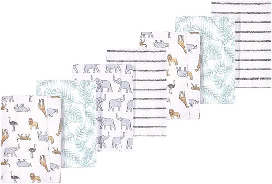 Luvable Friends Hudson Baby Flannel Burp Cloths 7pk, Safari Adventure