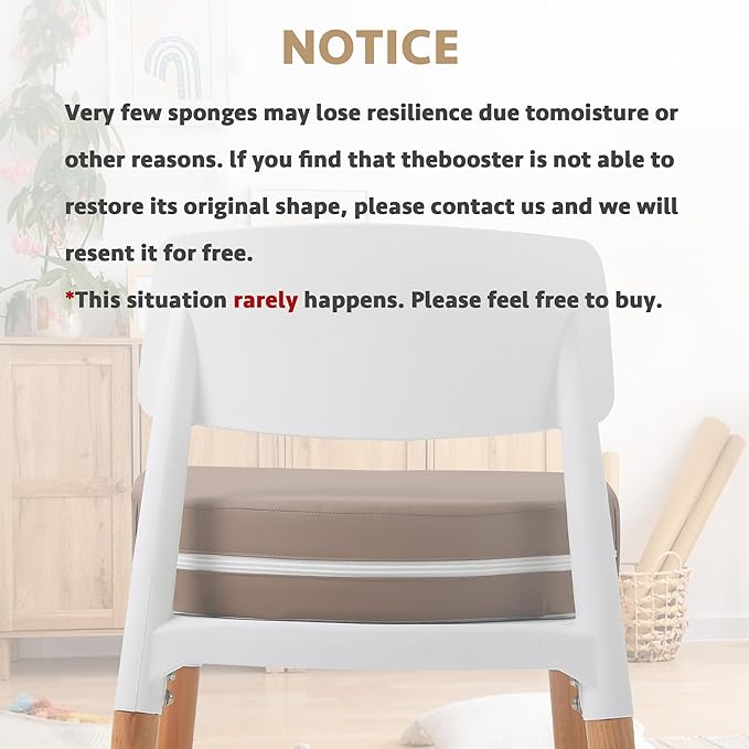 E1F1NN DOT U-Shaped Toddler Booster Seat for Kitchen Chair (Big Size) Dining Table, Portable Waterproof PU Material Kids Booster Seat with Safety Buckles, High Cushion for Travel with Non-Slip Bottom