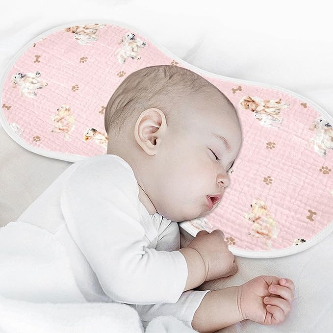 vvfelixl Baby Burp Cloths Golden Retriever Baby Newborn Cotton Burping Cloths Set Baby Washcloths 4 Pack Pink