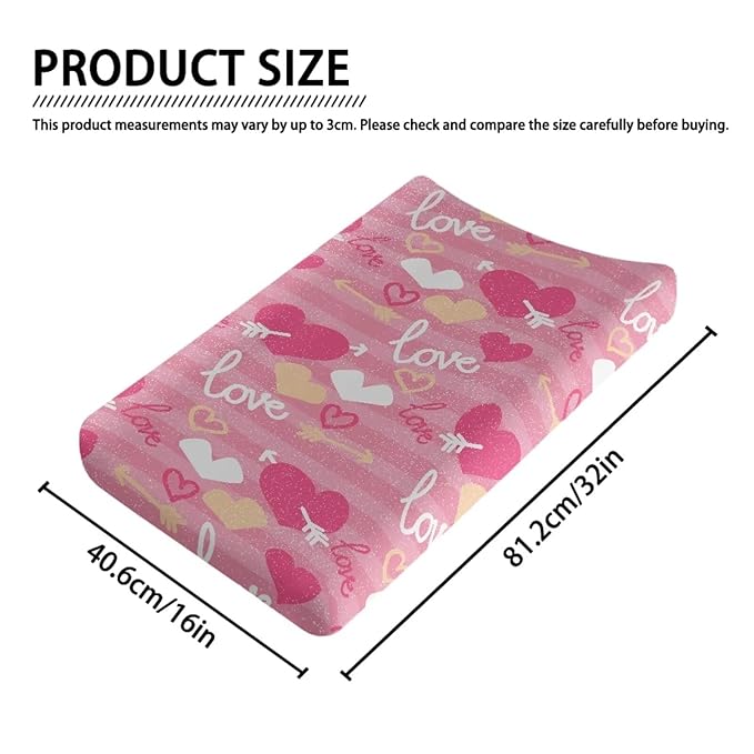 Love Heart Changing Pad Cover for Baby Girls Boys Comfort Diaper Change Table Pad Covers Soft Changing Pad Sheets