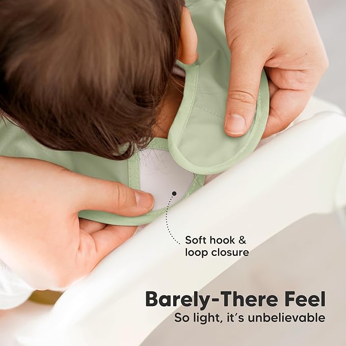 KeaBabies 3-Pack Waterproof Baby Bibs for Eating - Lightweight Toddler Feeding Bibs with Large Food Catcher, Mess Proof, Food-Grade Baby Eating Essentials, Easy to Put On & Clean (Jade)