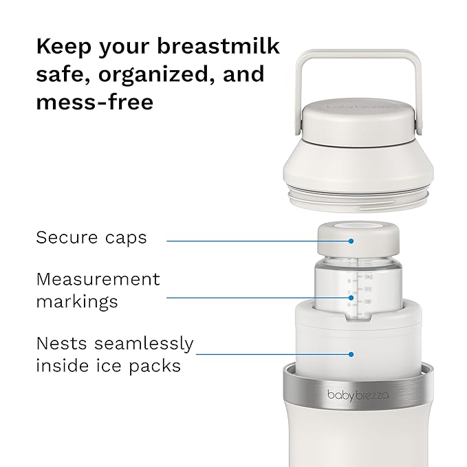 Baby Brezza Replacement Breastmilk Cooler Storage Bottles, Plastic, 10 oz, 4-Pack