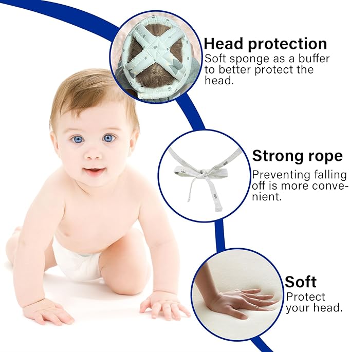 Baby Safety Helmet Baby Head Protector No Bumps for Running Walking Crawling, Safety Head Adjustable Protective Cap Headguard Hat