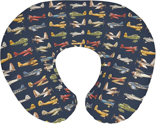 Airplanes Vintage Models Aircraft Nursing Pillow Covers for Boy Girl Antiqued Planes Nursing Pillow Slipcovers for Breastfeeding Pillows Retro Planes Soft Stretchy Removable Covers for Newborn Infant